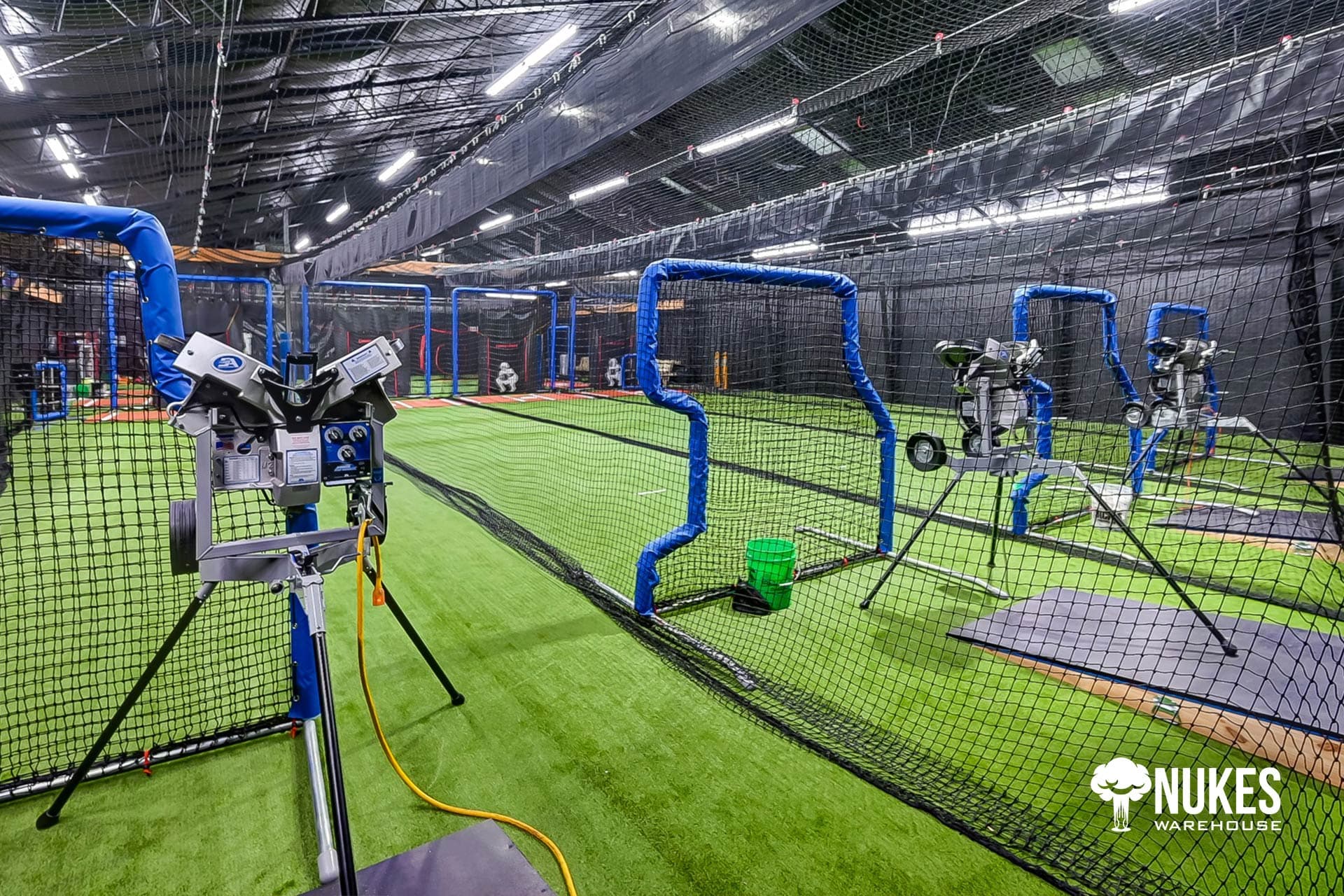 Row of pitching machines